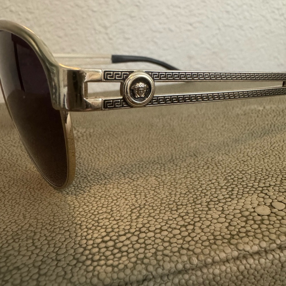 Vintage Versace Silver Aviator Sunglasses